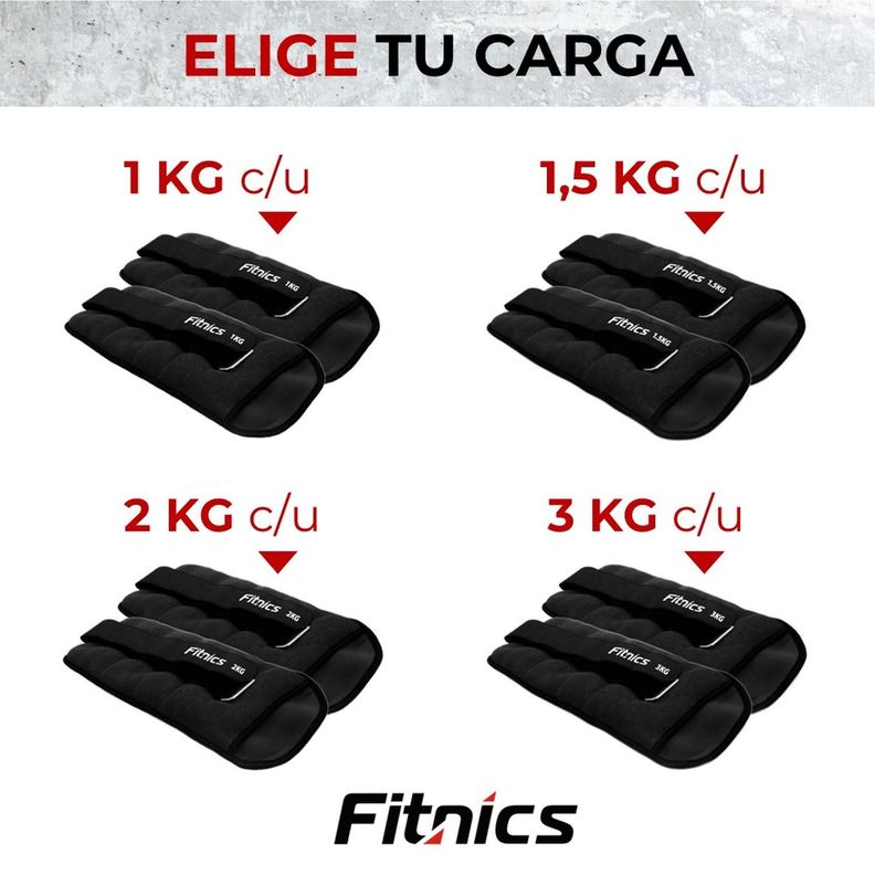 Pesas de Tobillo Muñeca Tobillera Set 2 de 3kg C/U total 6kg negro-4