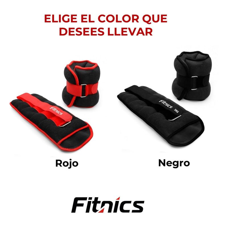Pesas de Tobillo Muñeca Tobillera Set 2 de 3kg C/U total 6kg negro-5