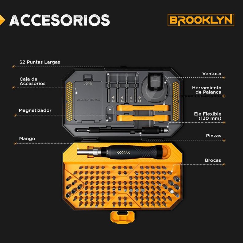 Destornillador De Precision Brooklyn Juego Set 145 Piezas-2