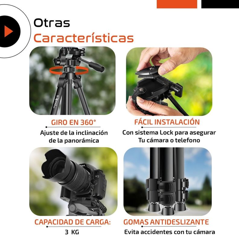 Tripode Camara Celular Tr3pod Aluminio Plegable + Control-5