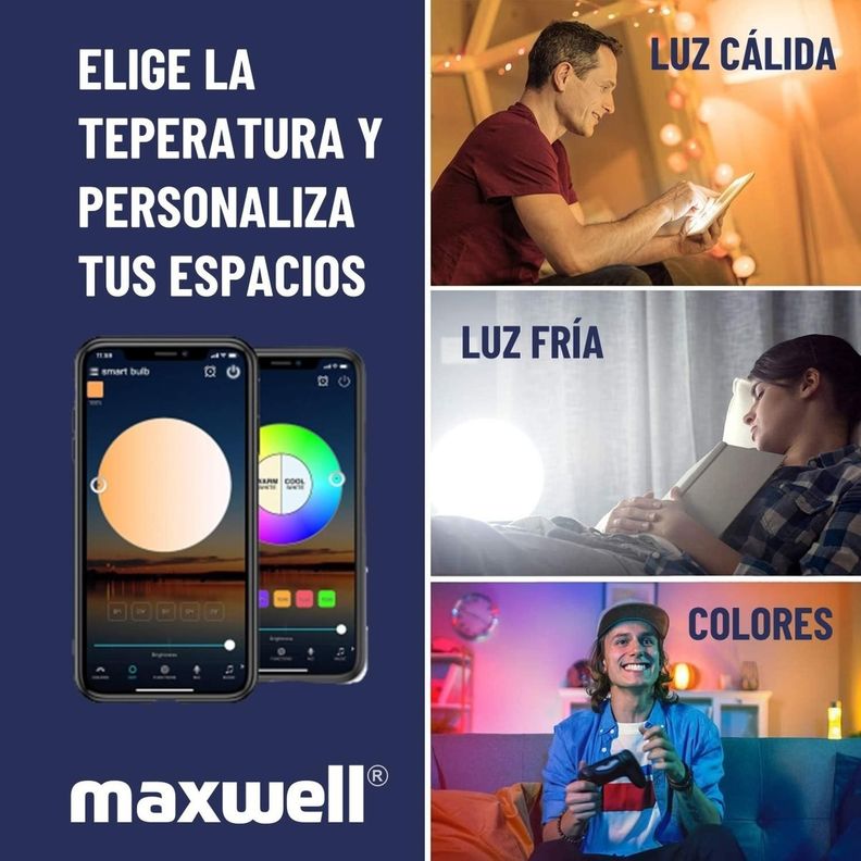 Ampolleta Inteligente LED Maxwell E27 Wifi App Rgb 9 W x1-3
