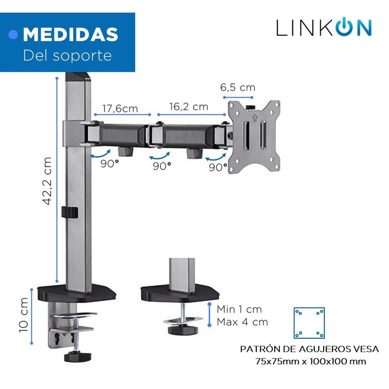 Soporte Brazo Monitor Flexible Linkon Escritorio Profesional-5