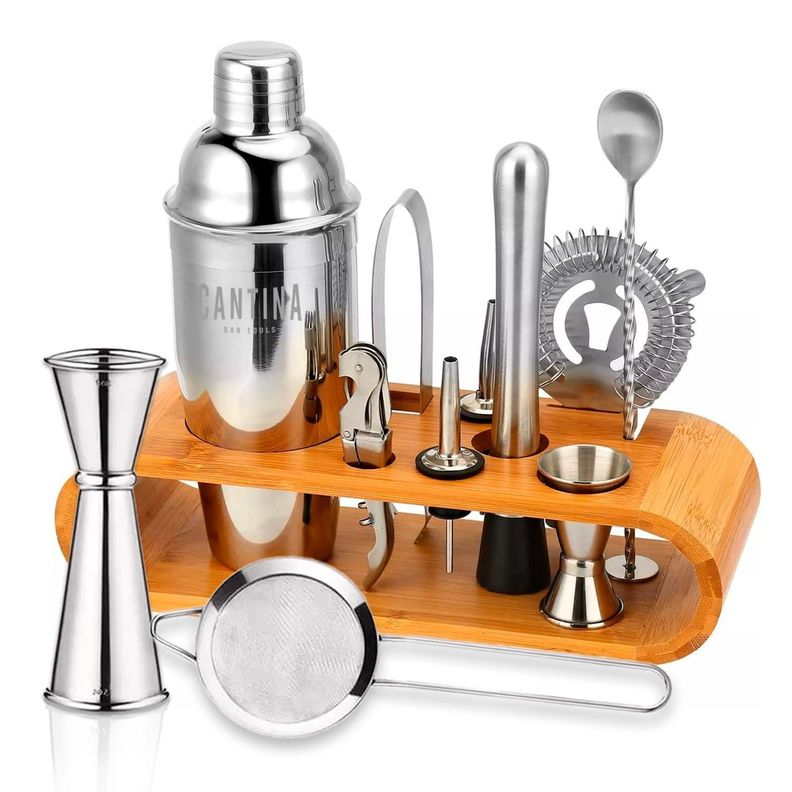 Juego Coctelera Set Utensilios Bar Inoxidable 12 Pzs-0