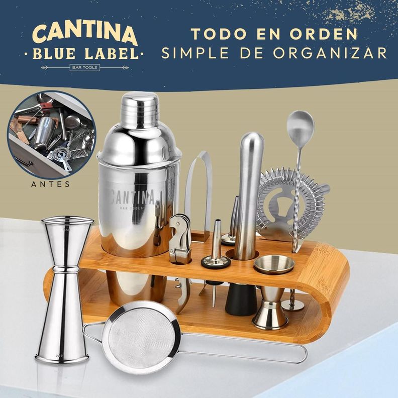 Juego Coctelera Set Utensilios Bar Inoxidable 12 Pzs-7