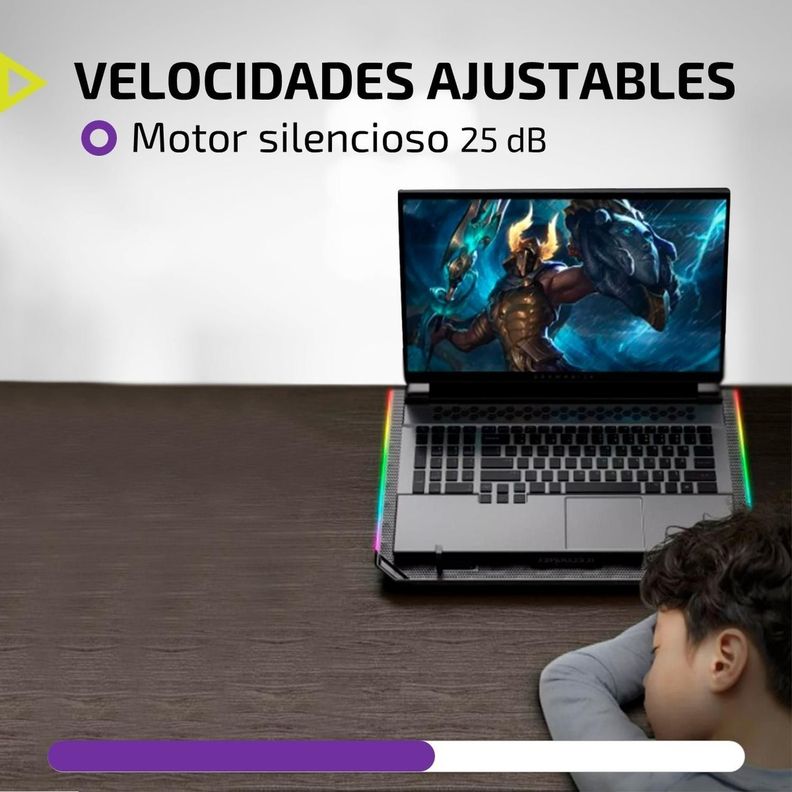 Base Ventilador Notebook Enfriador 6 Fans Aluminio RGB 2 USB-5