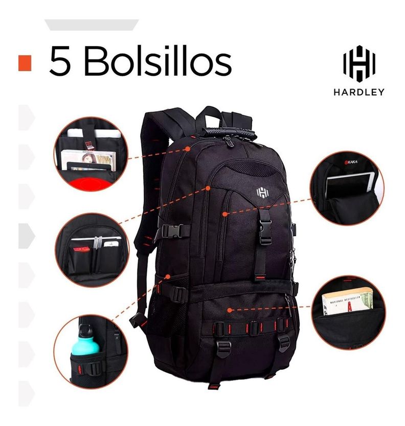 Mochila Notebook Outdoor Hardley Impermeable Nylon Balistico-1