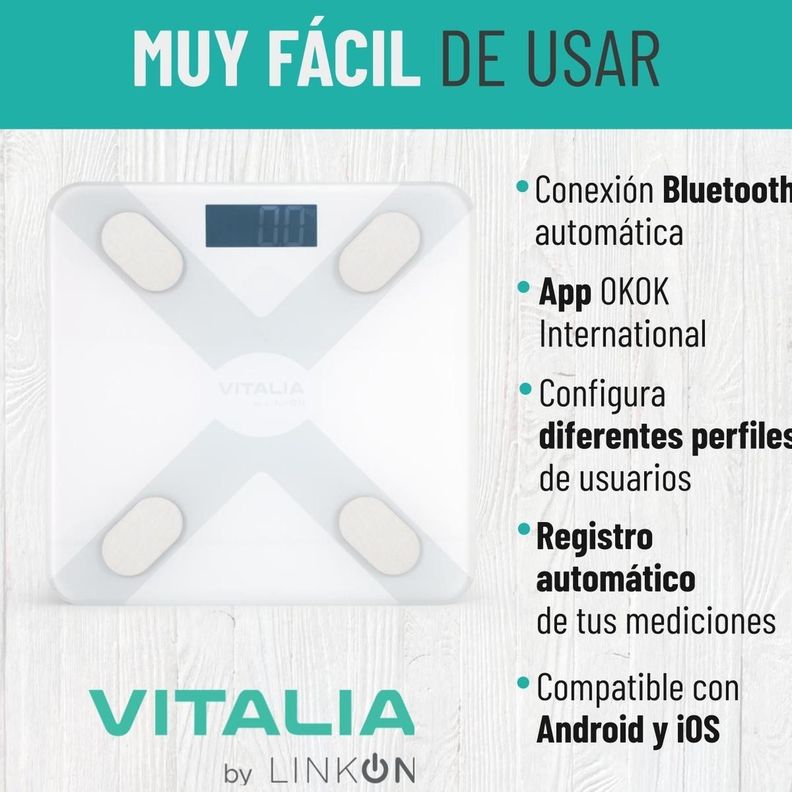 Pesa Balanza Digital Inteligente Bascula Baño Bluetooth App-2