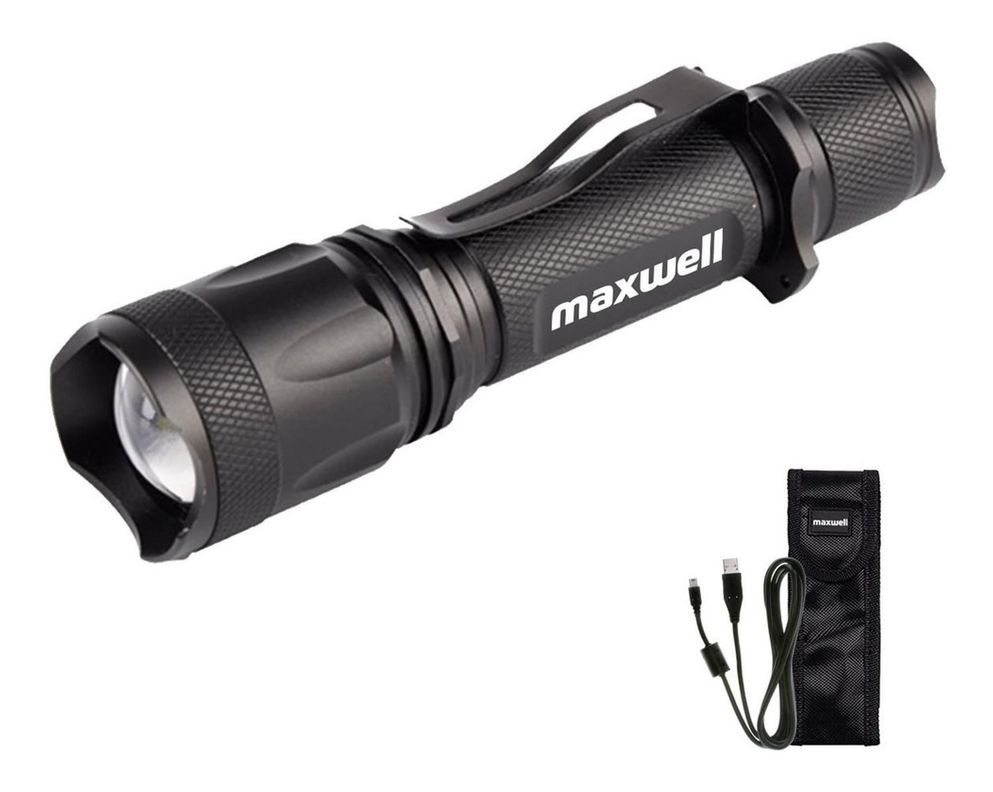 Linterna Led Tactica Maxwell Recargable USB Impermeable-1