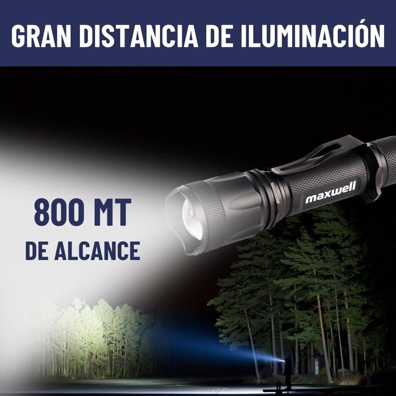 Linterna Led Tactica Maxwell Recargable USB Impermeable-5