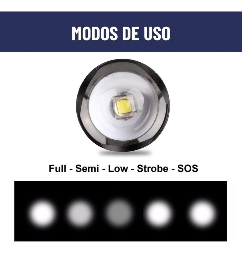 Linterna Led Tactica Maxwell Recargable USB Impermeable-6