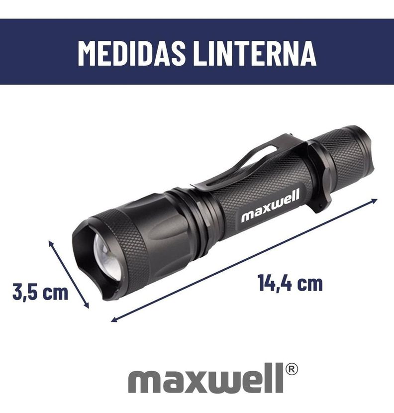 Linterna Led Tactica Maxwell Recargable USB Impermeable-7