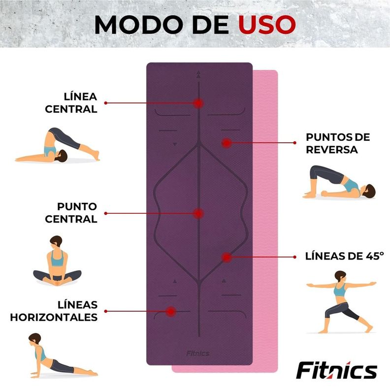 Mat Yoga Colchoneta Eco 6mm Doble Color Guías +bolso +correa-3
