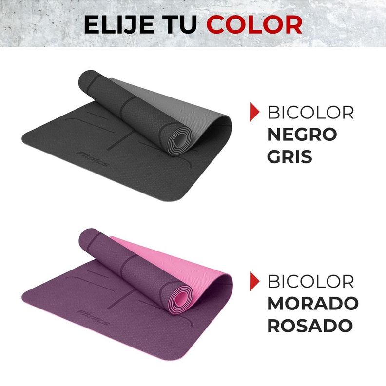 Mat Yoga Colchoneta Eco 6mm Doble Color Guías +bolso +correa-5