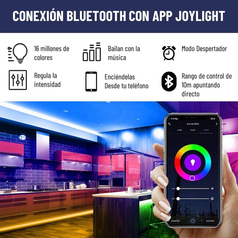 Tira Cinta Luces Led Rgb Bluetooth Maxwell 20 Metros Total-1