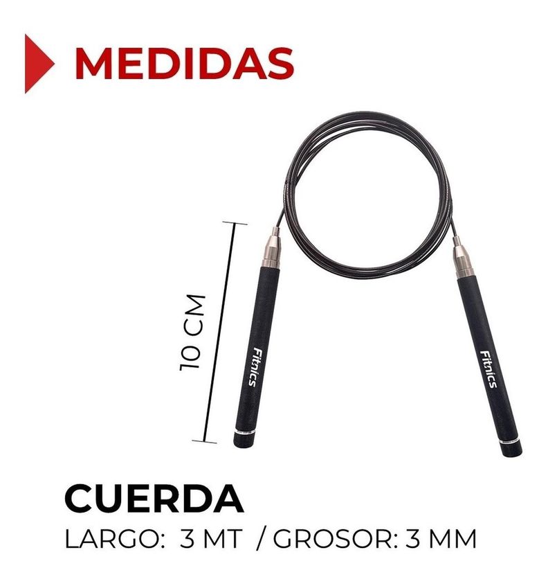 Cuerda Saltar Velocidad Fitnics Crossfit + 1 Cuerda Repuesto-6