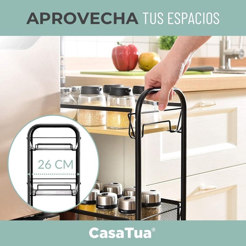 Carrito Organizador Ruedas Multiuso CasaTua 4 Niveles-3