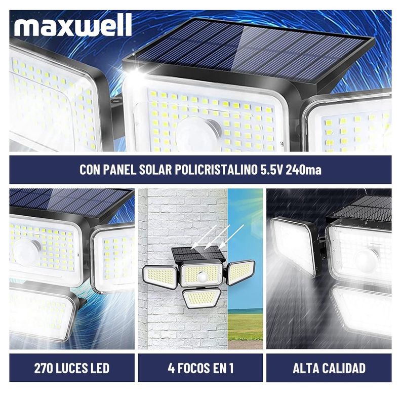 Foco Led Solar Exterior Maxwell Sensor Control Luz Fría-1
