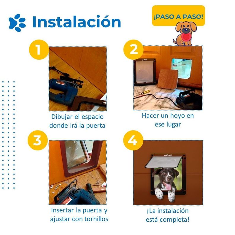 Puerta Abatible Para Perro Gato Mascota Petpal Tamaño Grande-4