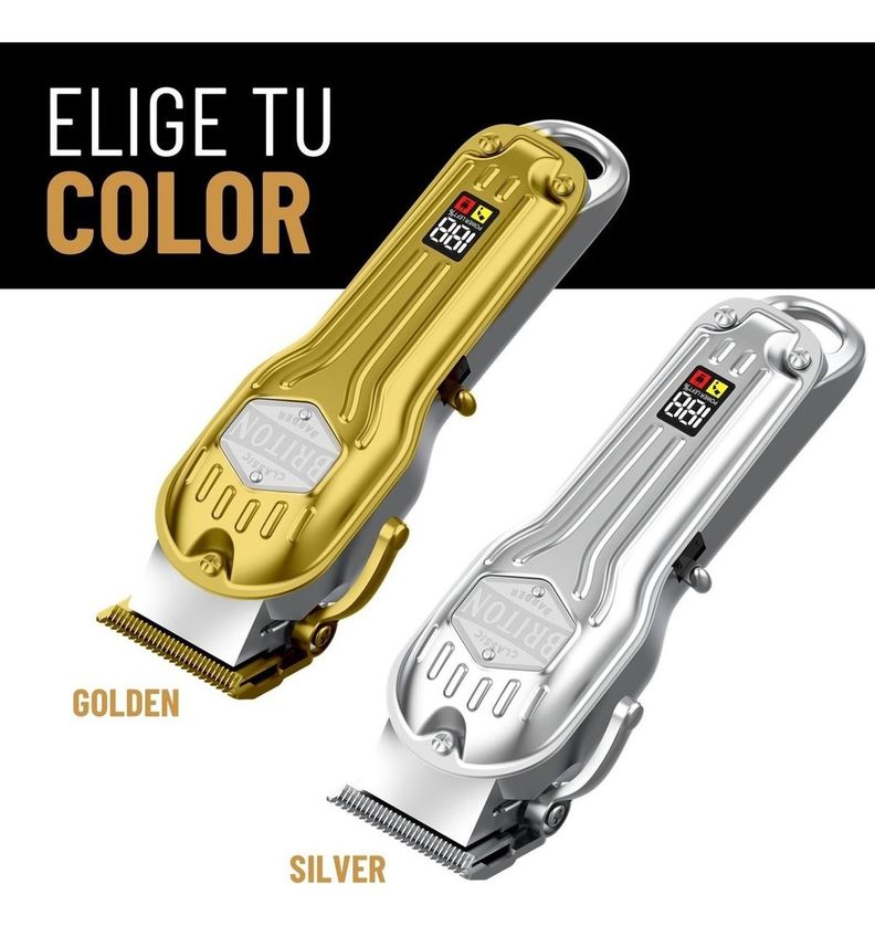 Maquina Cortar Pelo Afeitadora Inalambrica Briton + Kit Pro plateado-7