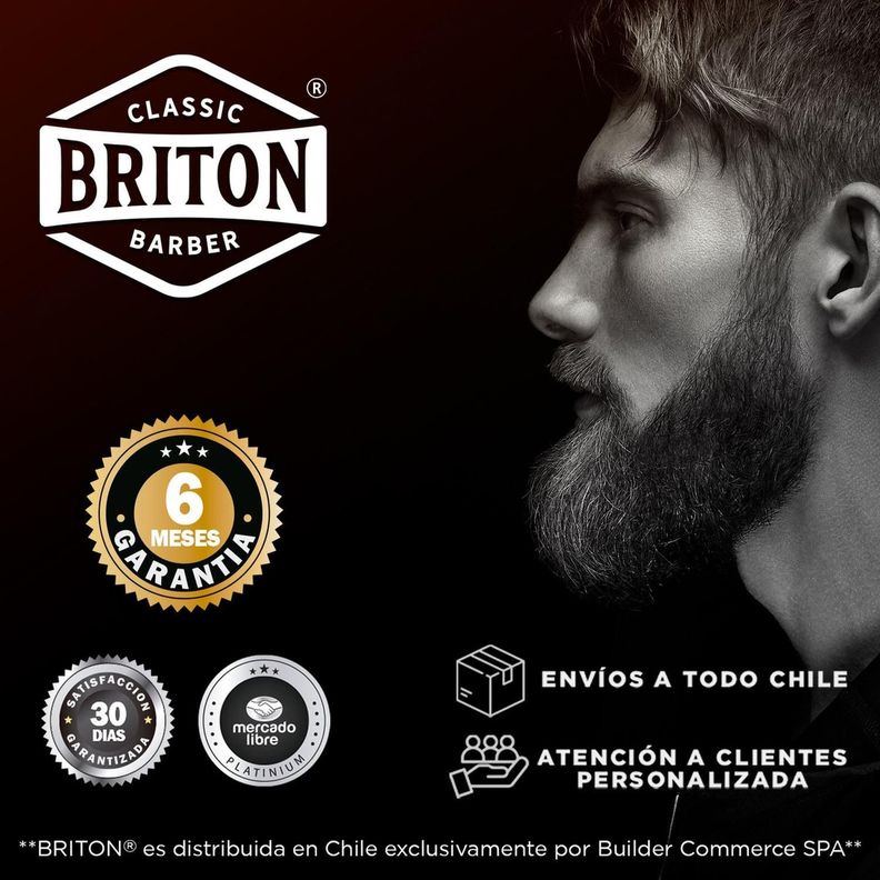 Maquina Cortar Pelo Afeitadora Inalambrica Briton + Kit Pro plateado-6