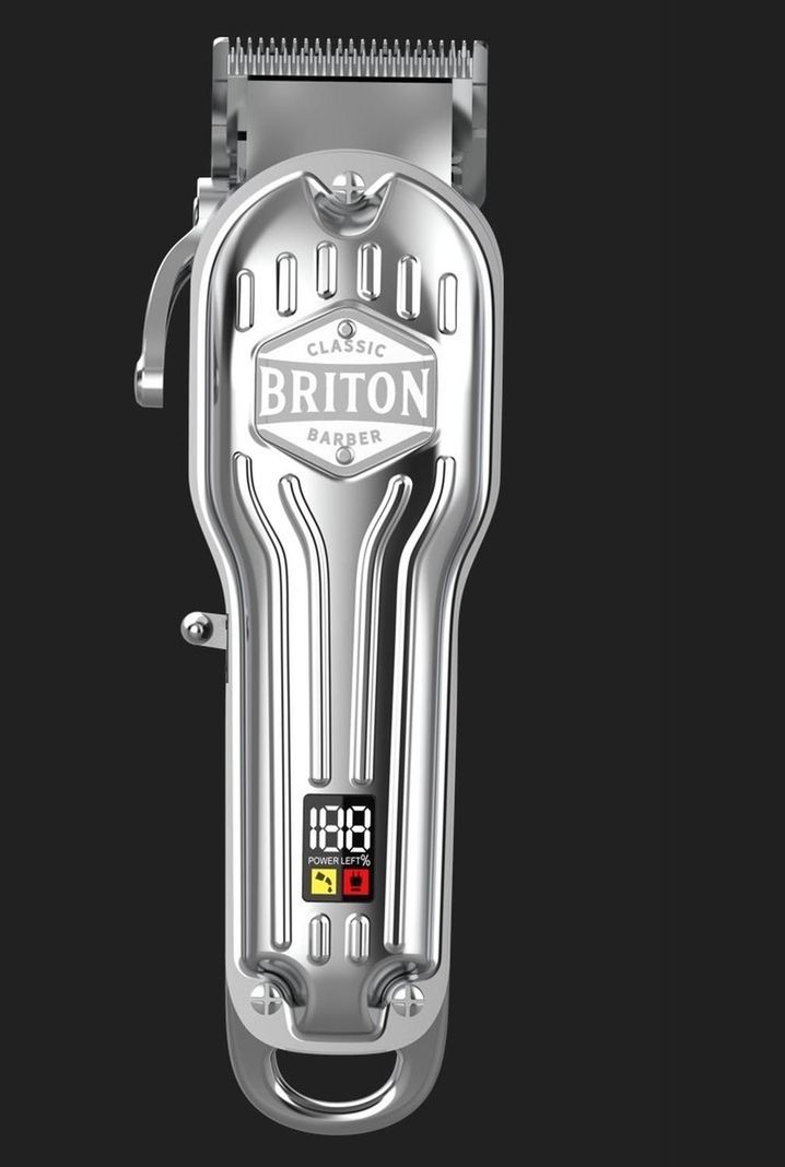Maquina Cortar Pelo Afeitadora Inalambrica Briton + Kit Pro plateado-1