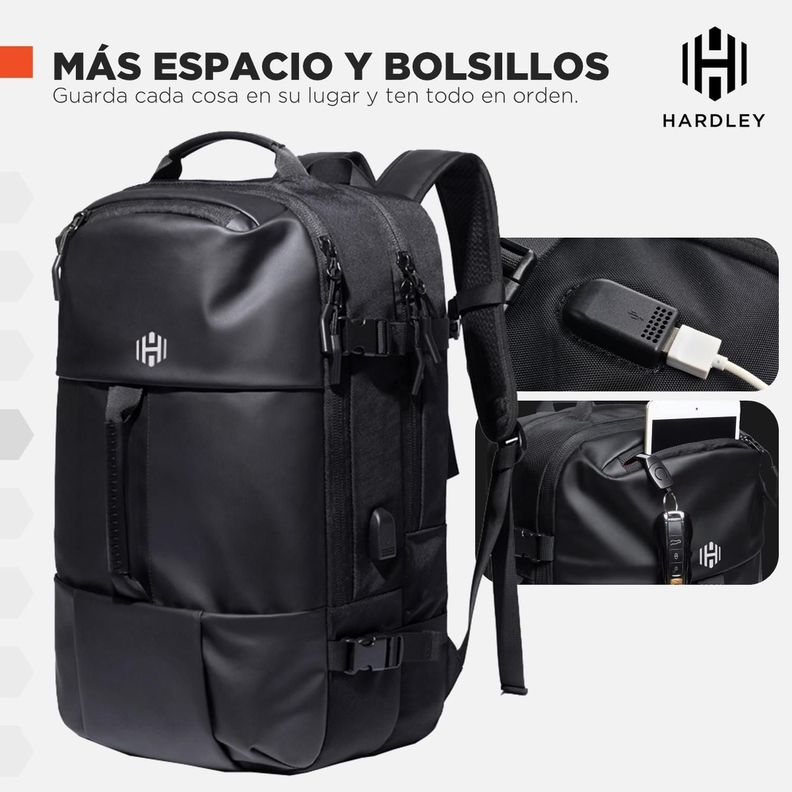 Mochila para Viaje Cabina Hardley Impermeable 28L Ajustable-2
