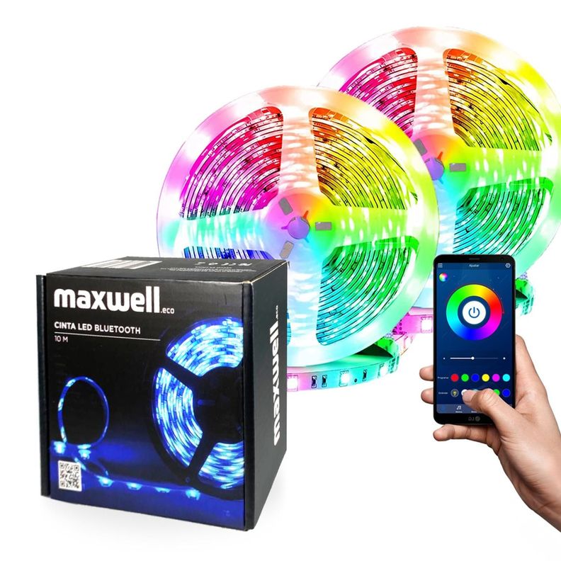 Tira Cinta Luces Led Rgb Bluetooth 10 Metros Total + Conector-0