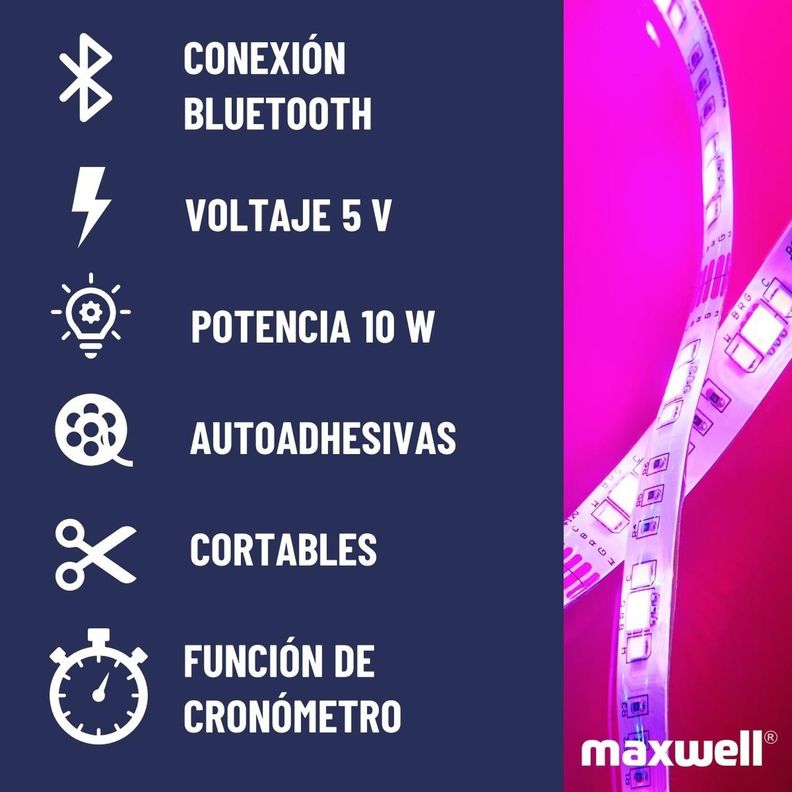 Tira Cinta Luces Led Rgb Bluetooth 10 Metros Total + Conector-3