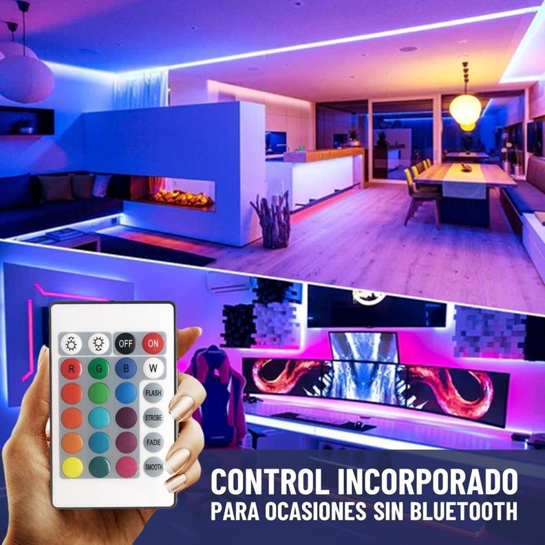 Tira Cinta Luces Led Rgb Bluetooth 10 Metros Total + Conector-6