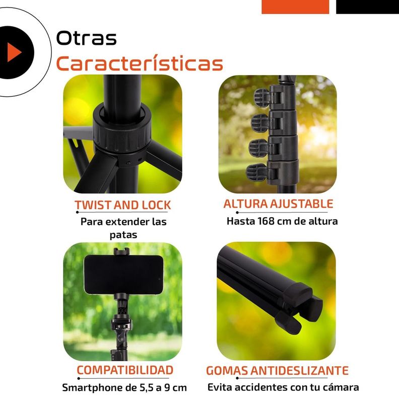 Tripode Celular Camara 360 Tr3pod Aluminio Plegable +Control-4