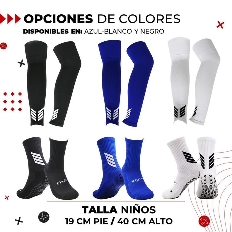 Medias Futbol Niños Antideslizantes Set 2 + Pantorrillera Talla Única azul-9