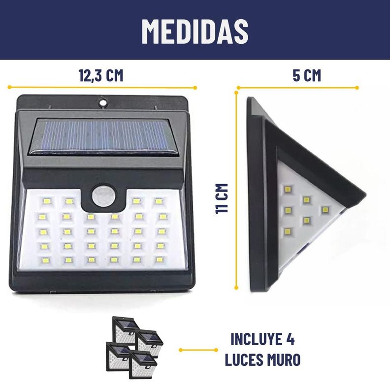 Foco Reflector Solar Maxwell Led Exterior Pared Luz Cálida-3