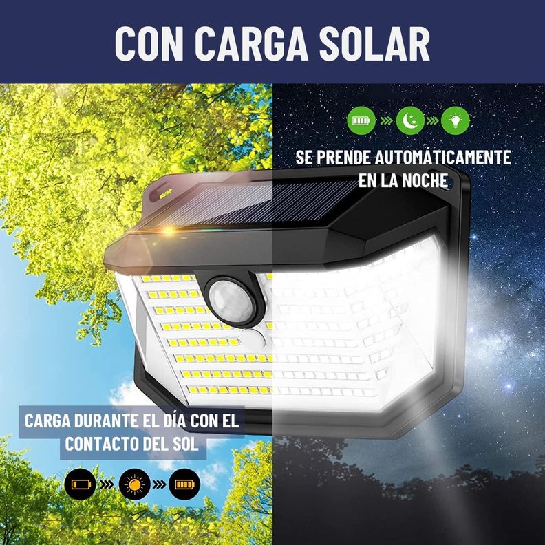 Foco Reflector Solar Maxwell Led Exterior Pared Luz Cálida-5