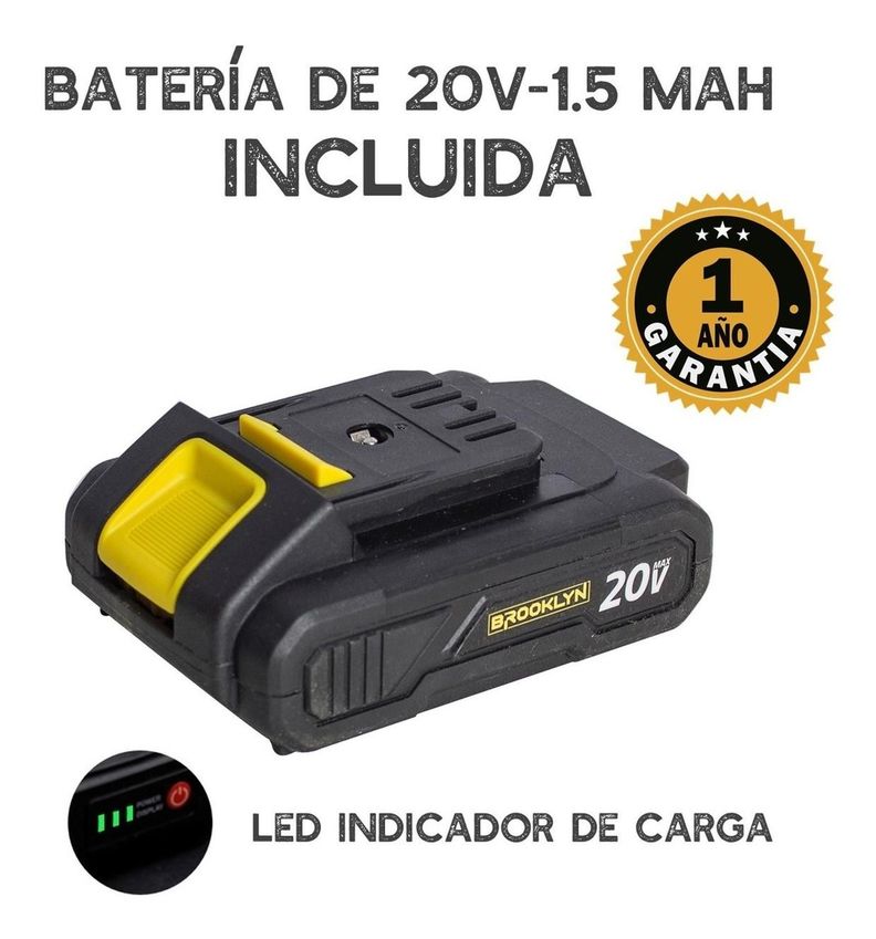 Taladro Inalambrico Percutor 20V +Bateria Mandril Metálico-2