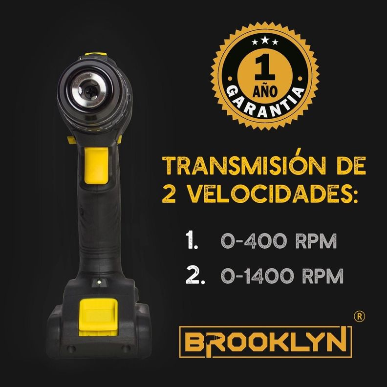 Taladro Inalambrico Percutor 20V +Bateria Mandril Metálico-3