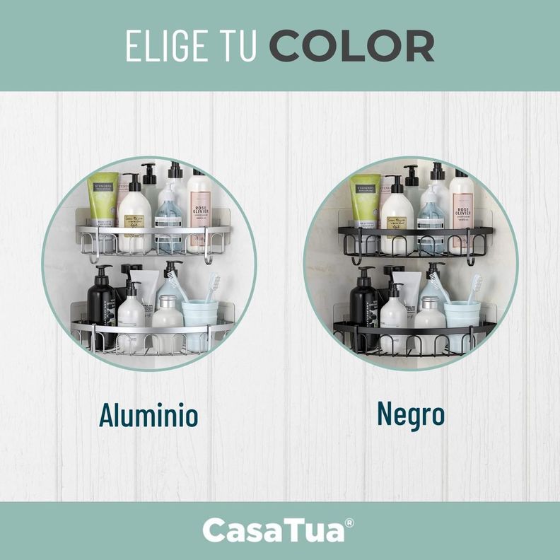 Esquinero Organizador Ducha Baño Adhesivo Set 2 Inoxidable-8
