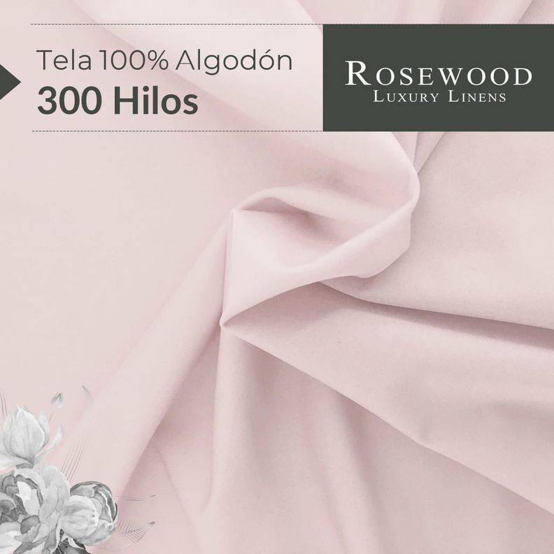 Sabanas Juego 300 Hilos 100% Algodon Rosewood Tamano Unico 1,5 Plazas - Rosa-1