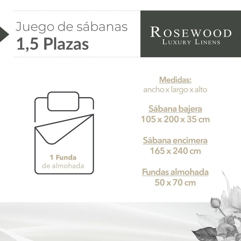 Sabanas Juego 300 Hilos 100% Algodon Rosewood Tamano Unico 1,5 Plazas - Rosa-4
