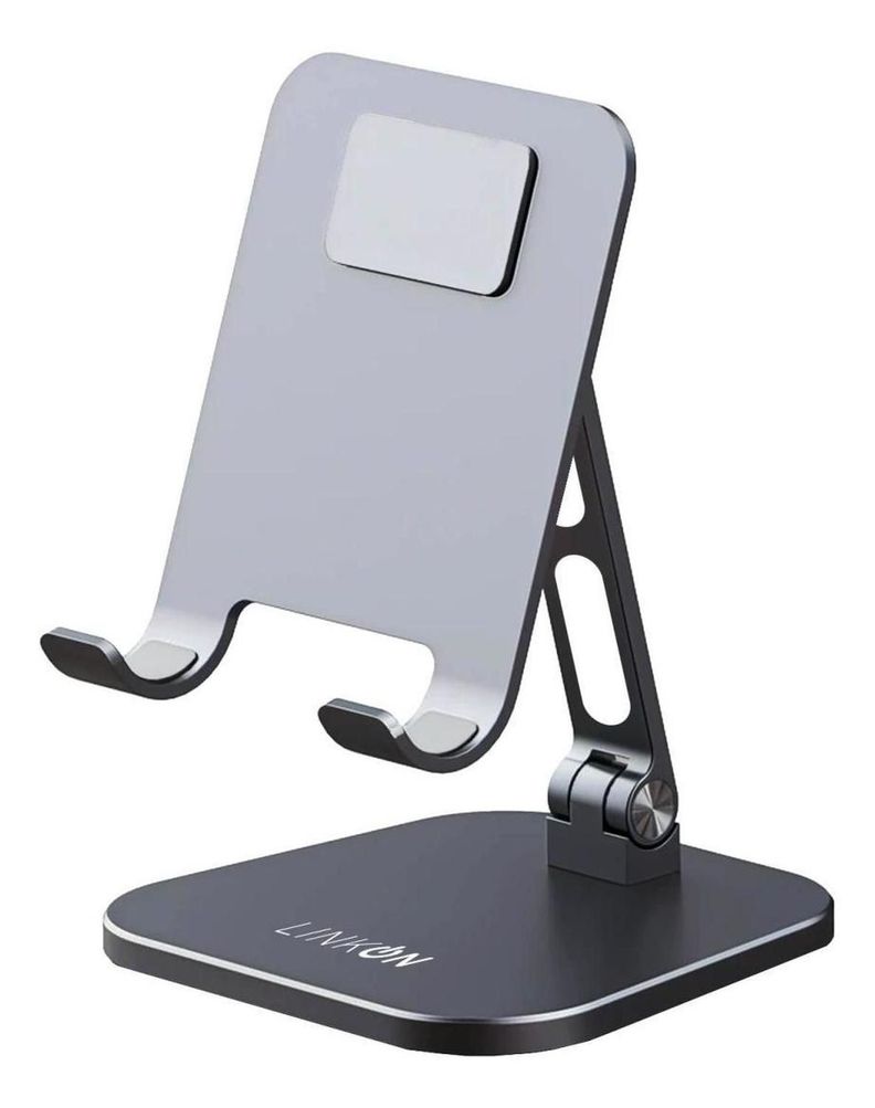 Soporte Base Porta Celular Para Ipad Tablet Escritorio Alumi Gris Oscuro