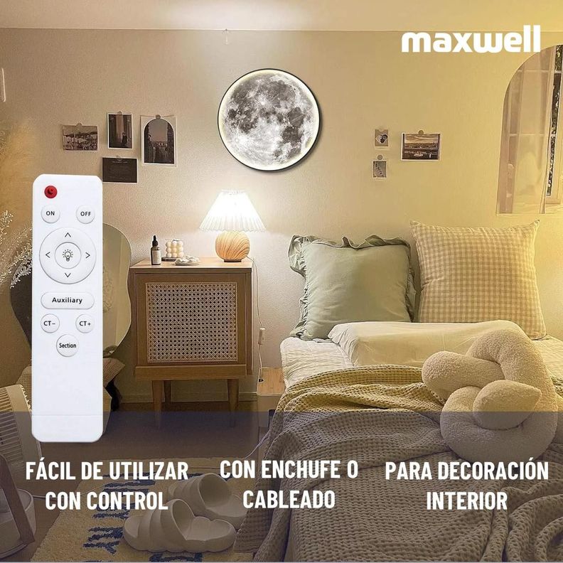 Lampara de Pared Luna Led Maxwell Decorativa Muro Dormitorio-3