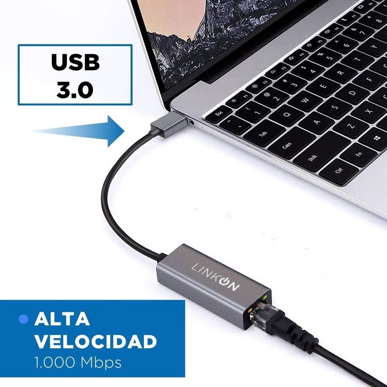Adaptador Usb 3 a Rj45 Linkon Lan Ethernet 10/100/1000 Mbps-2
