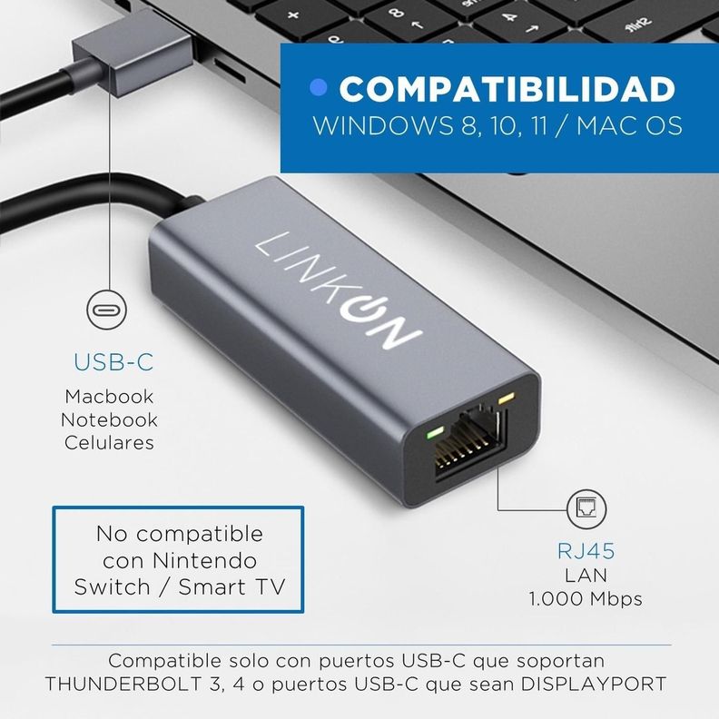Adaptador Usb 3 a Rj45 Linkon Lan Ethernet 10/100/1000 Mbps-3