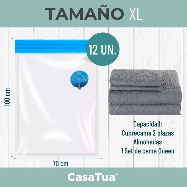 Bolsas Al Vacio Casatua Compresion Ropa Set 12 70x100 +Bomba-1