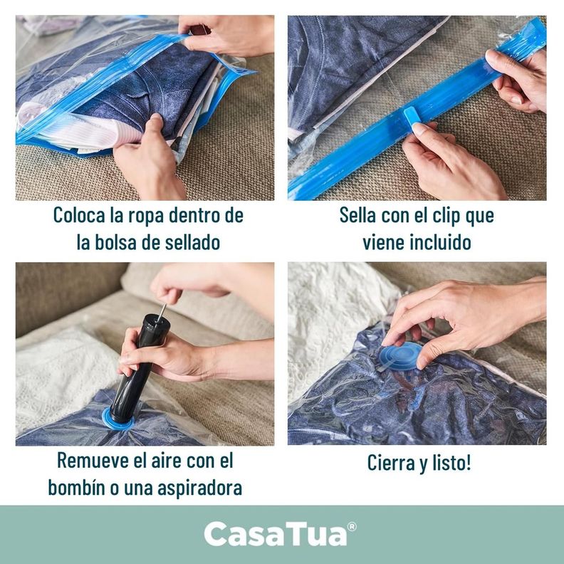 Bolsas Al Vacio Casatua Compresion Ropa Set 12 70x100 +Bomba-6