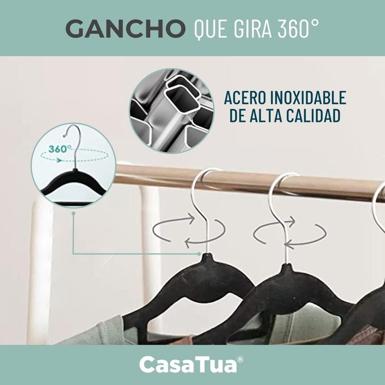 Colgadores De Ropa Casatua Set 20 Terciopelo Antideslizante-5