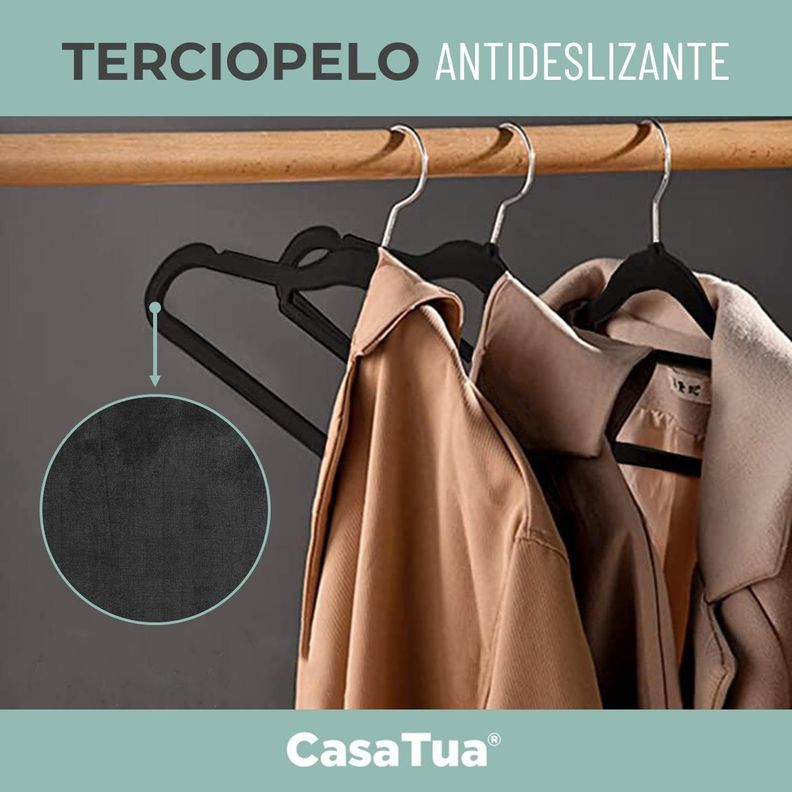 Colgadores De Ropa Casatua Set 20 Terciopelo Antideslizante-2