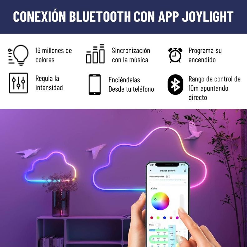 Tira Luz Led Neon 5 Mts Maxwell RGB Configurable Bluetooth-2