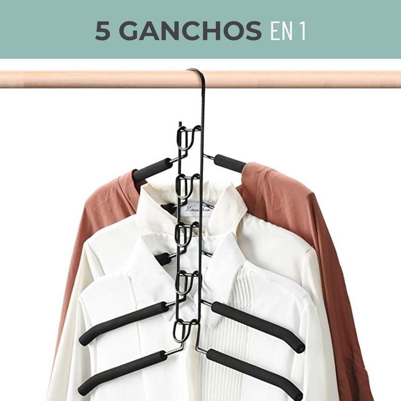 Colgadores Ropa Pack 2 Ganchos 5en1 Antideslizante CasaTua-1