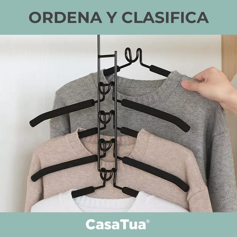 Colgadores Ropa Pack 2 Ganchos 5en1 Antideslizante CasaTua-2