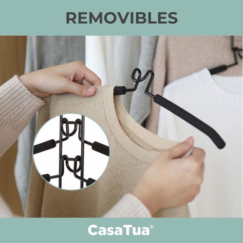 Colgadores Ropa Pack 2 Ganchos 5en1 Antideslizante CasaTua-3